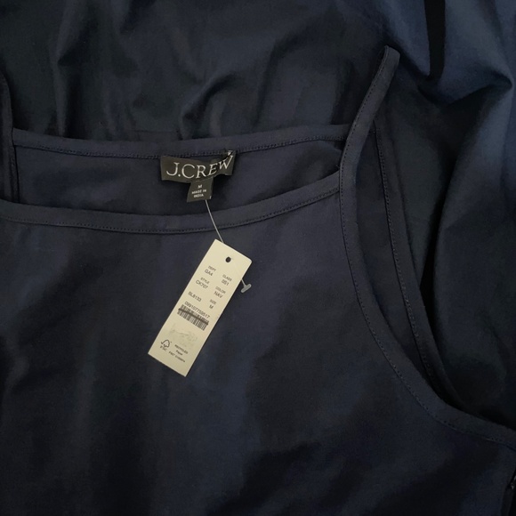 NWT! J. CREW Pintuck Mixy Tank Dress Solid Navy Blue Midi Pleated Preppy Medium - Picture 13 of 15